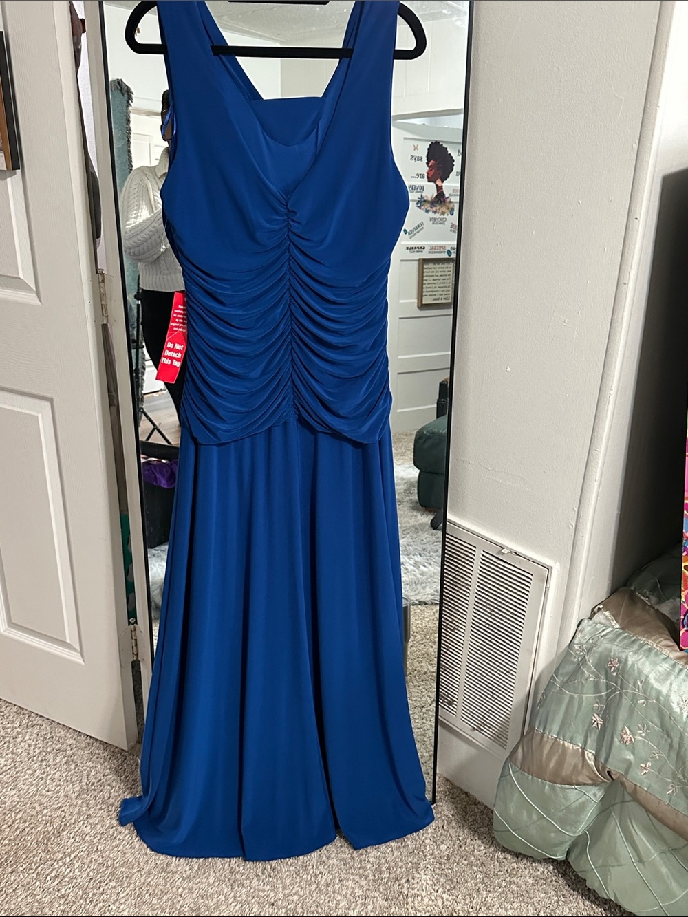 Elegant Ruched Evening Dress in Royal Blue